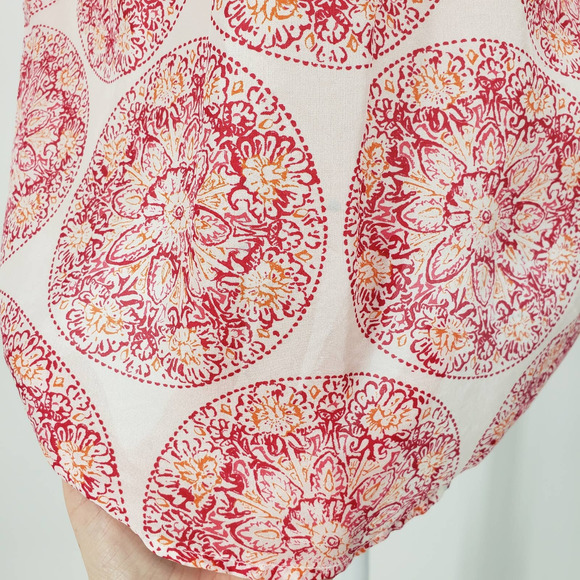 3/$25 Calypso St Barth x Target Silk Blouse XS Medallion Crochet Lace Pink Cream - Picture 11 of 11